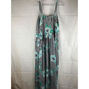 Lane Bryant Maxi Dress Striped Floral Adjustable Straps Size 18 Maxi New